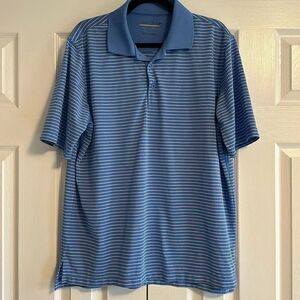 Daniel Bishop Men’s Blue & White Striped Short-sleeve Collared Shirt, Size L